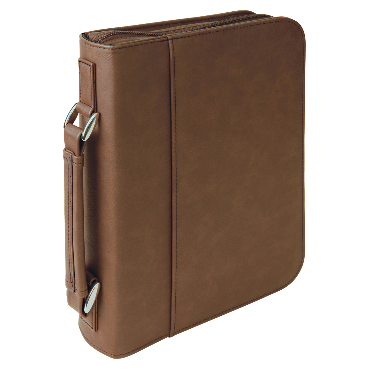 7" x 10" Dark Brown Leatherette Book/Bible Cover with Handle & Zipper 3