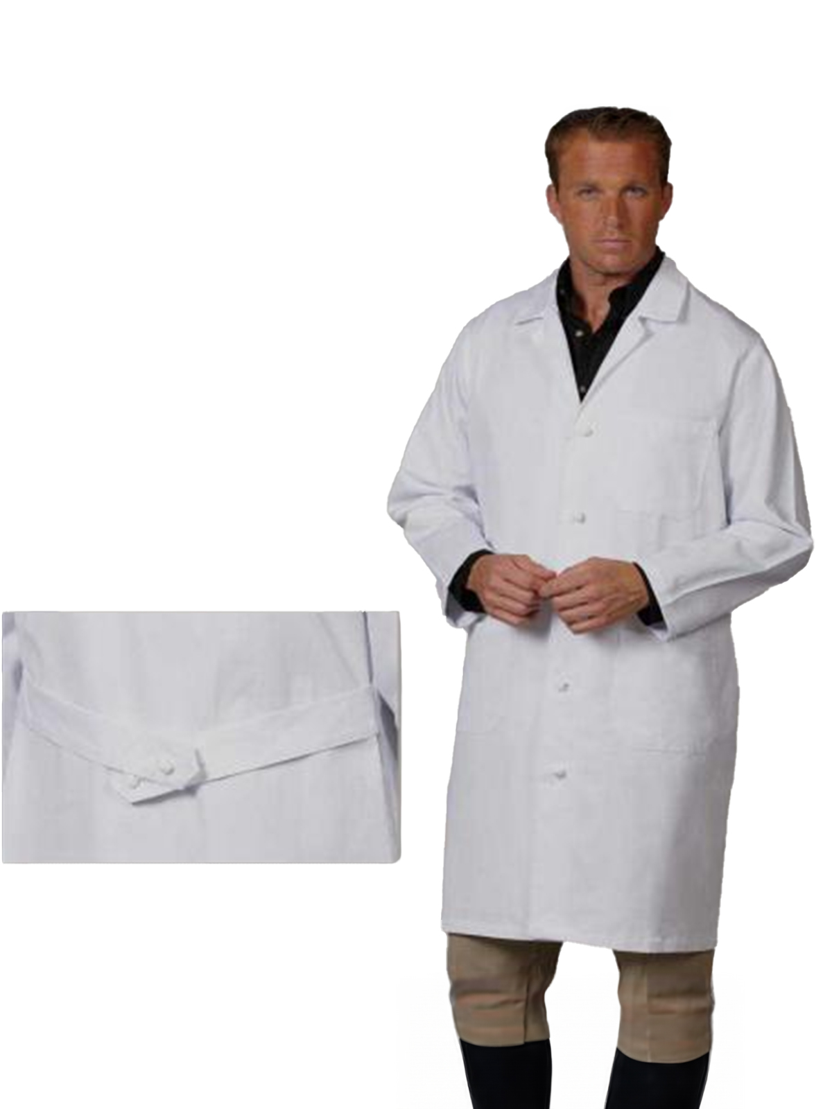 Fashion Seal Lab Coats - Unisex Three-Pocket 41" Full-Length Knot Button Lab Coat 2
