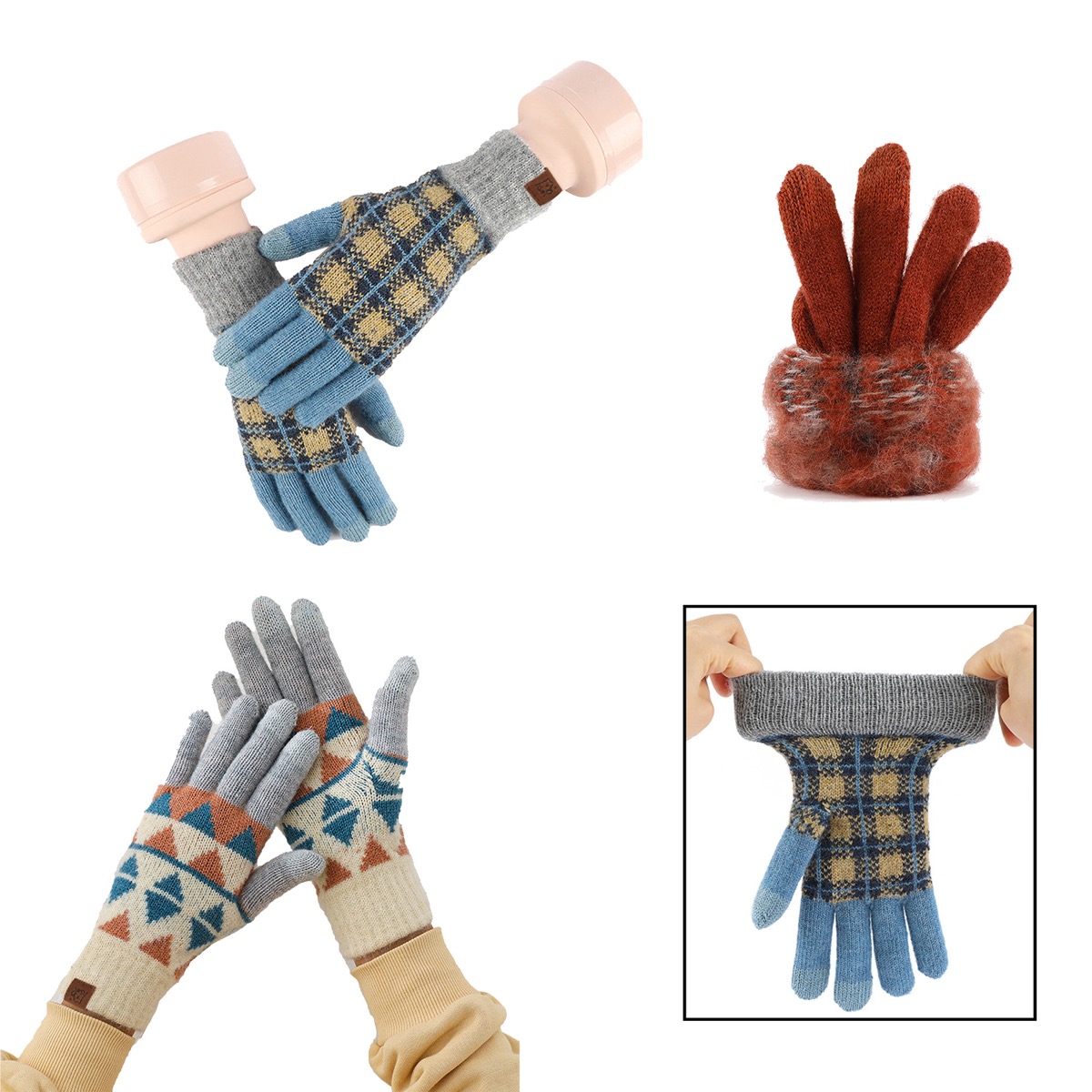 Outdoor Warm Touchscreen Fleece Knitted Gloves 2