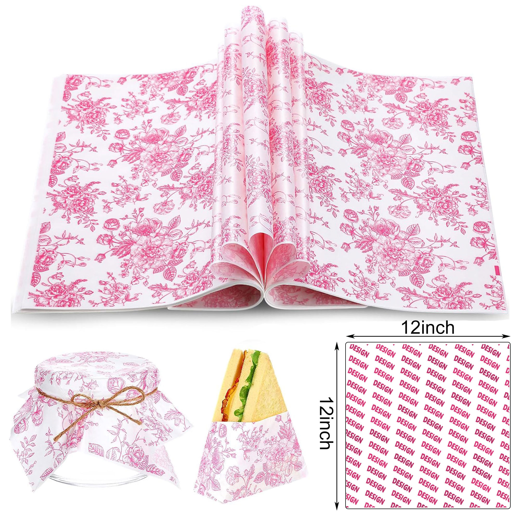 12" Grease Resistant Tray Liners Wrapping Paper 2