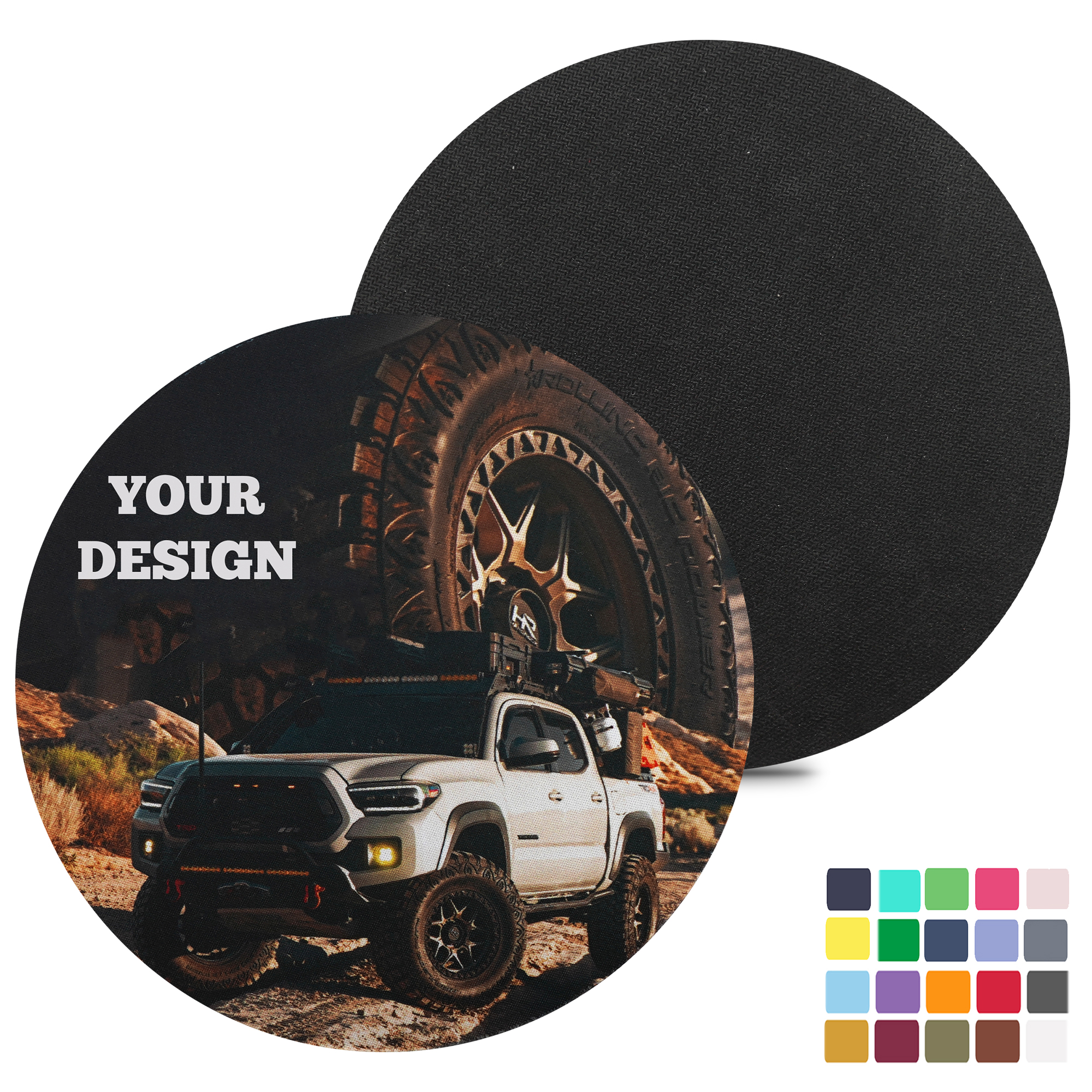 Custom Printed Round Mouse Pad Rubber Base Full Color Design 2