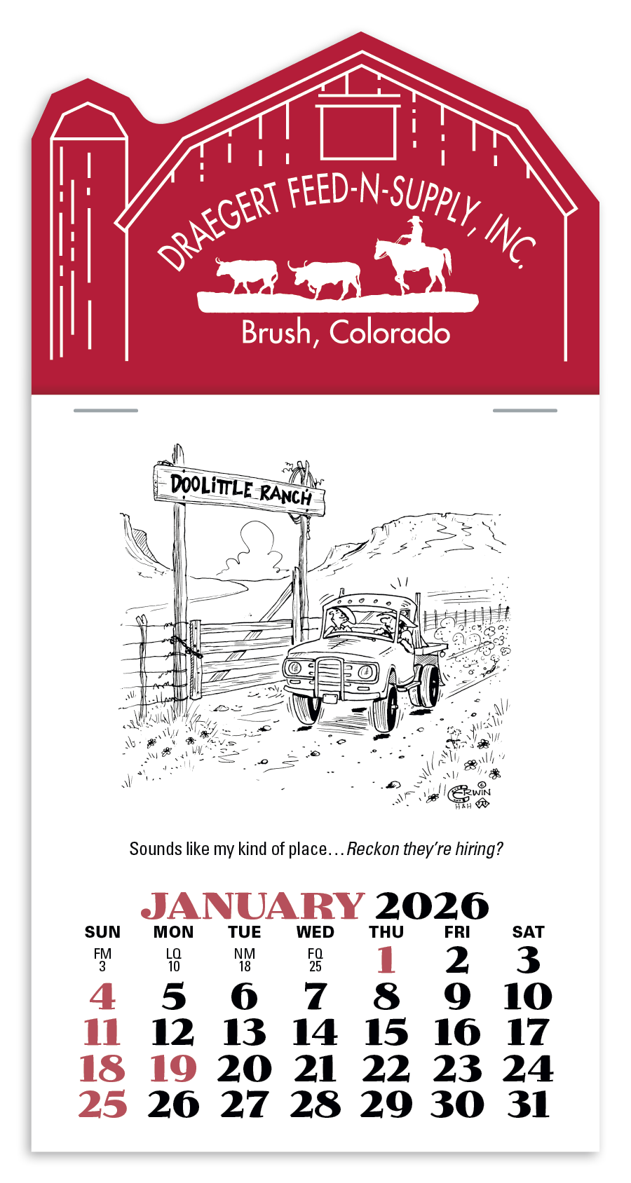 Press-N-Stick Cowboy Calendar