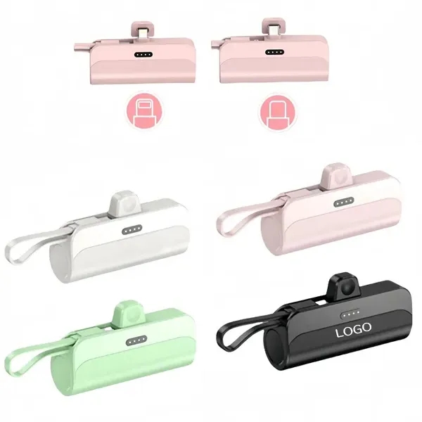 Portable Power Bank with Capsule Design and Integrated Cable 6