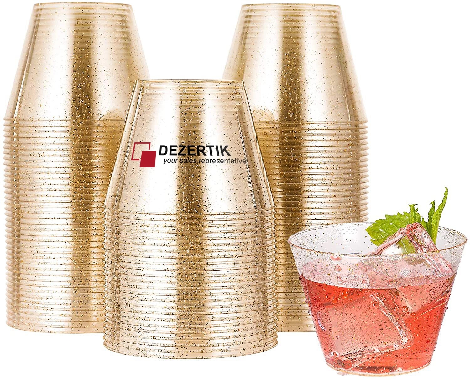 9Oz Disposable Glitter Plastic Cups 1