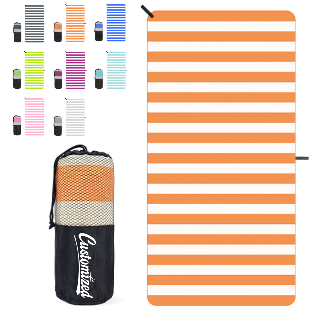 Striped Microfiber Beach Towel with Carry Bag 4