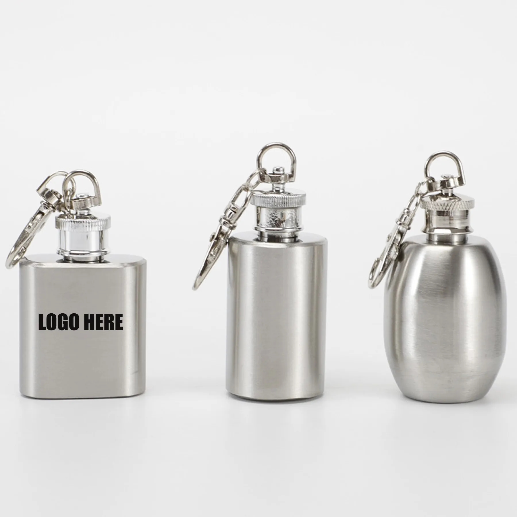 Mini Stainless Steel Hip Flask with Keychain 1 OZ 6