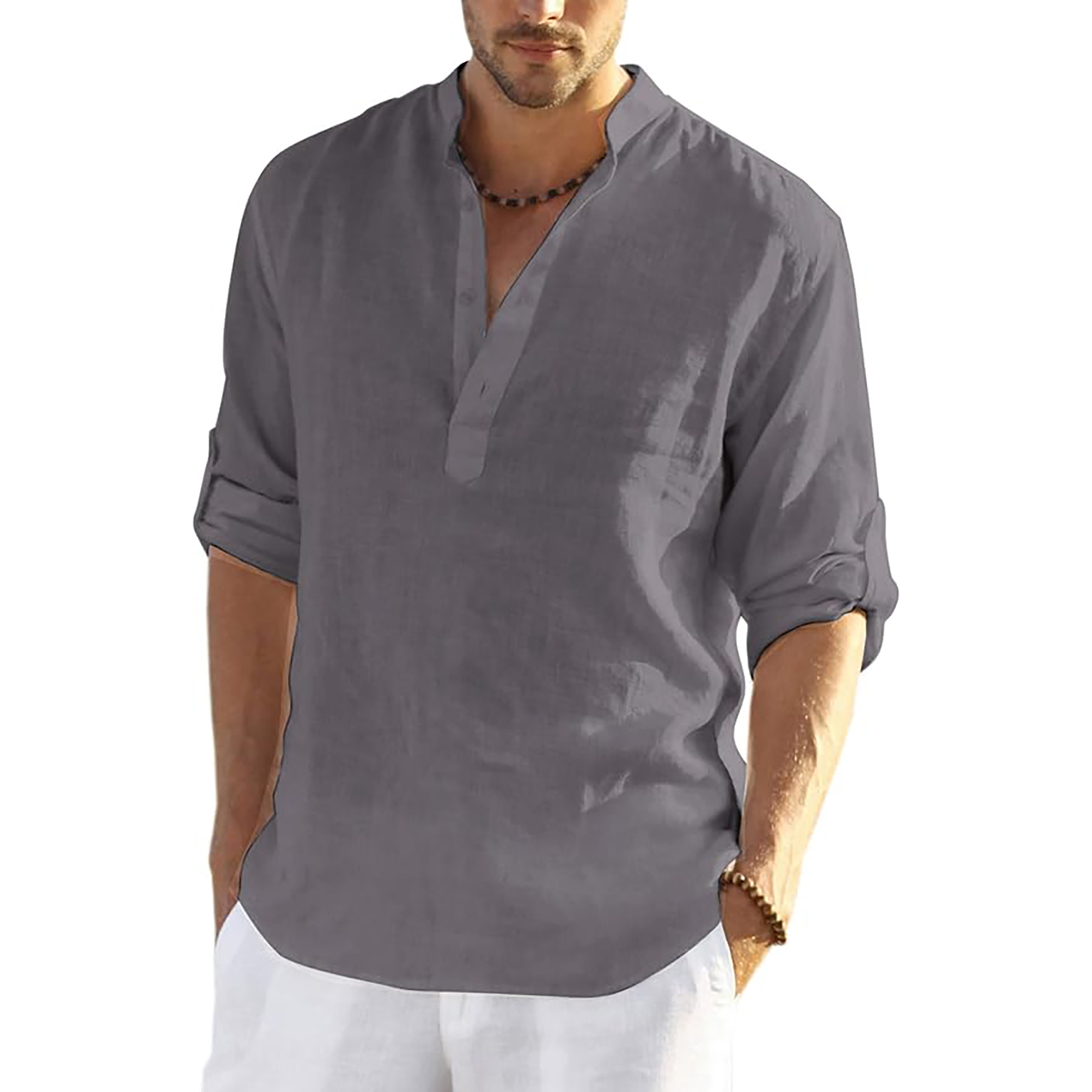Casual Henley Collar Shirt 22