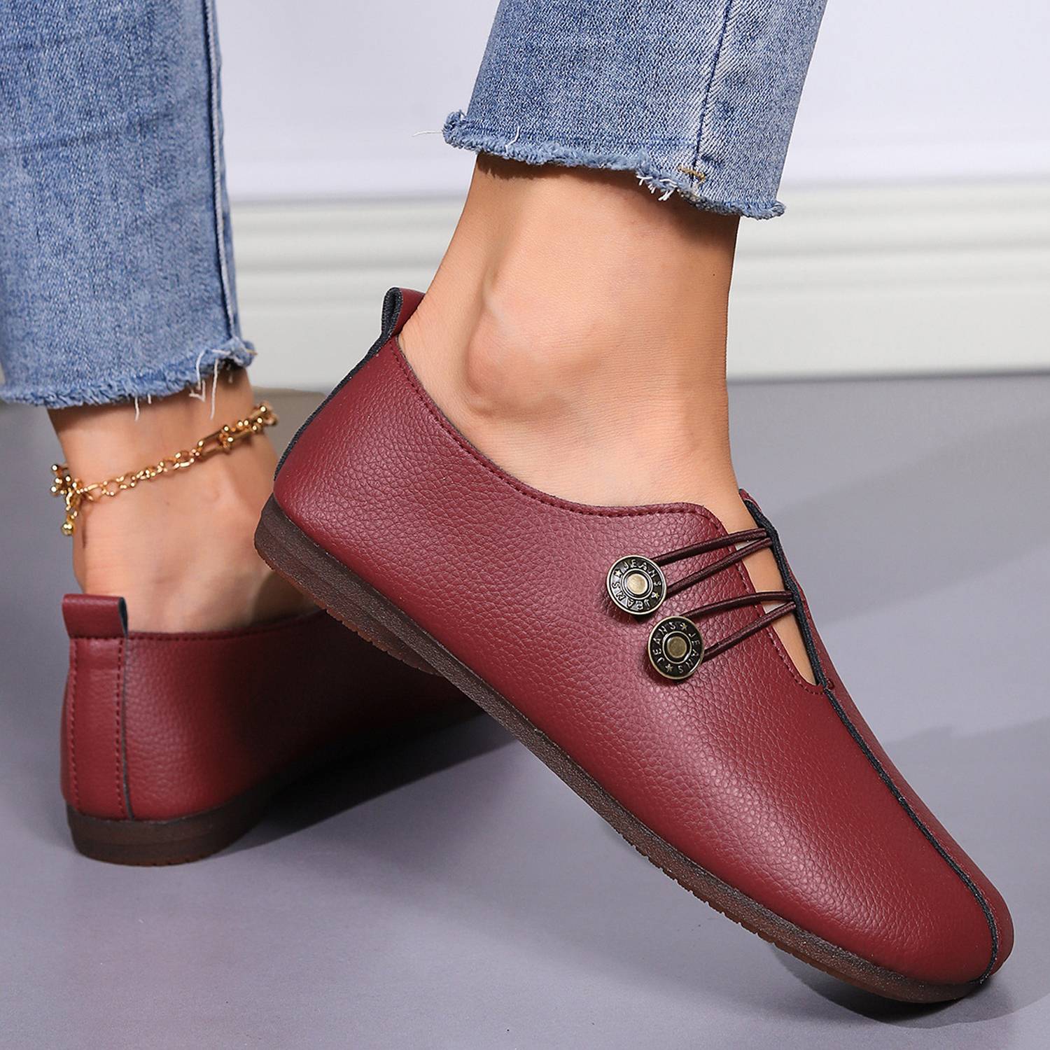 Soft Leather Shallow Mouth Casual Women's Single Shoes 5