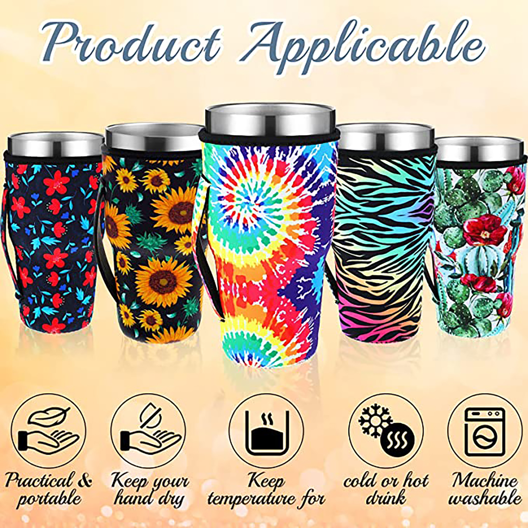 30-32 oz Reusable Neoprene Insulated Sleeves Cup Cover, custom koozie with logo imprint 9