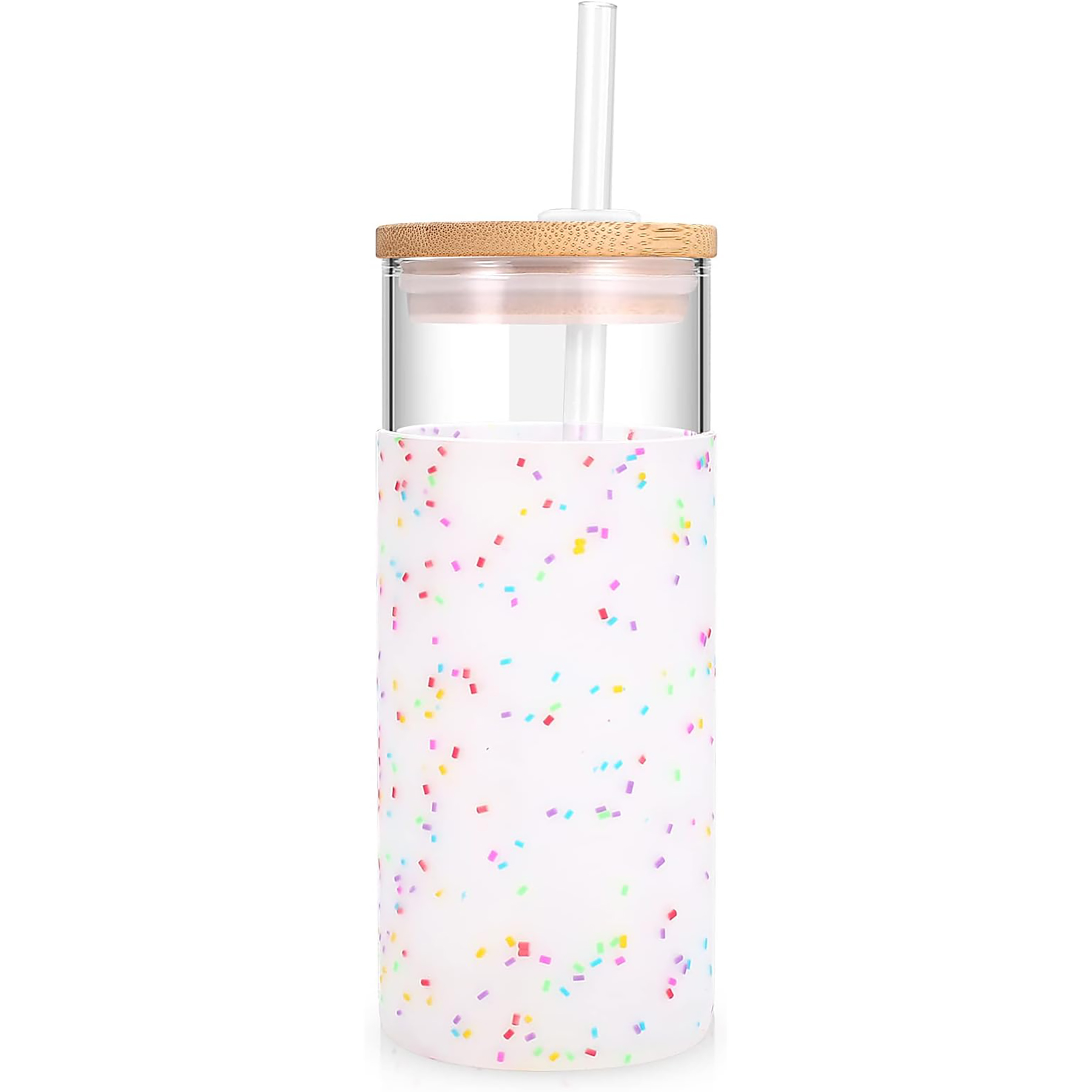 20 Oz Glass with Bamboo Lid and Straw 21