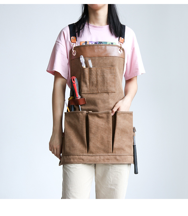 Chef Customized Sleeveless Adjustable Strap Aprons for Men Women / Large Pockets 4
