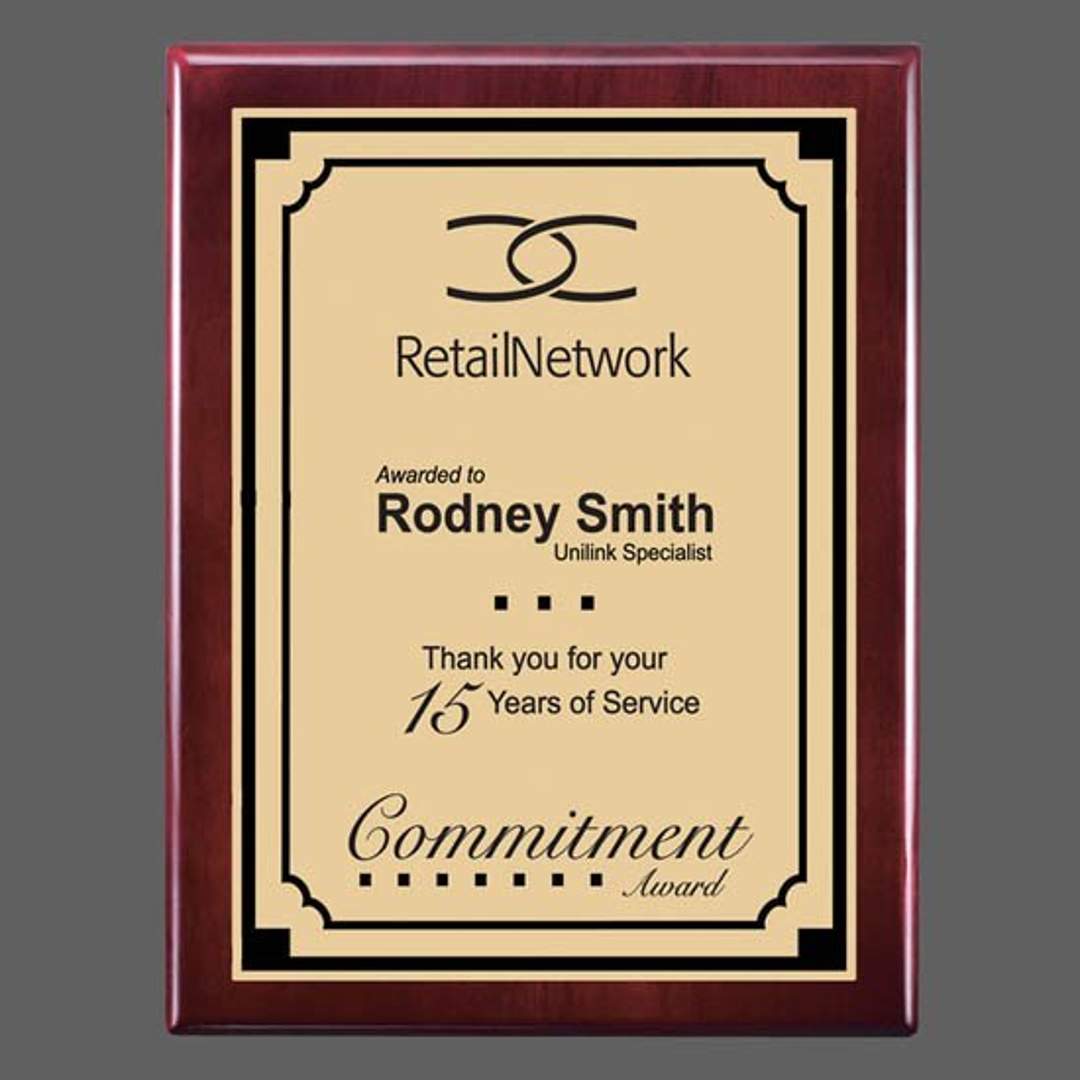 Oakleigh/Everett Plaque - Rosewood/Satin Gold 3
