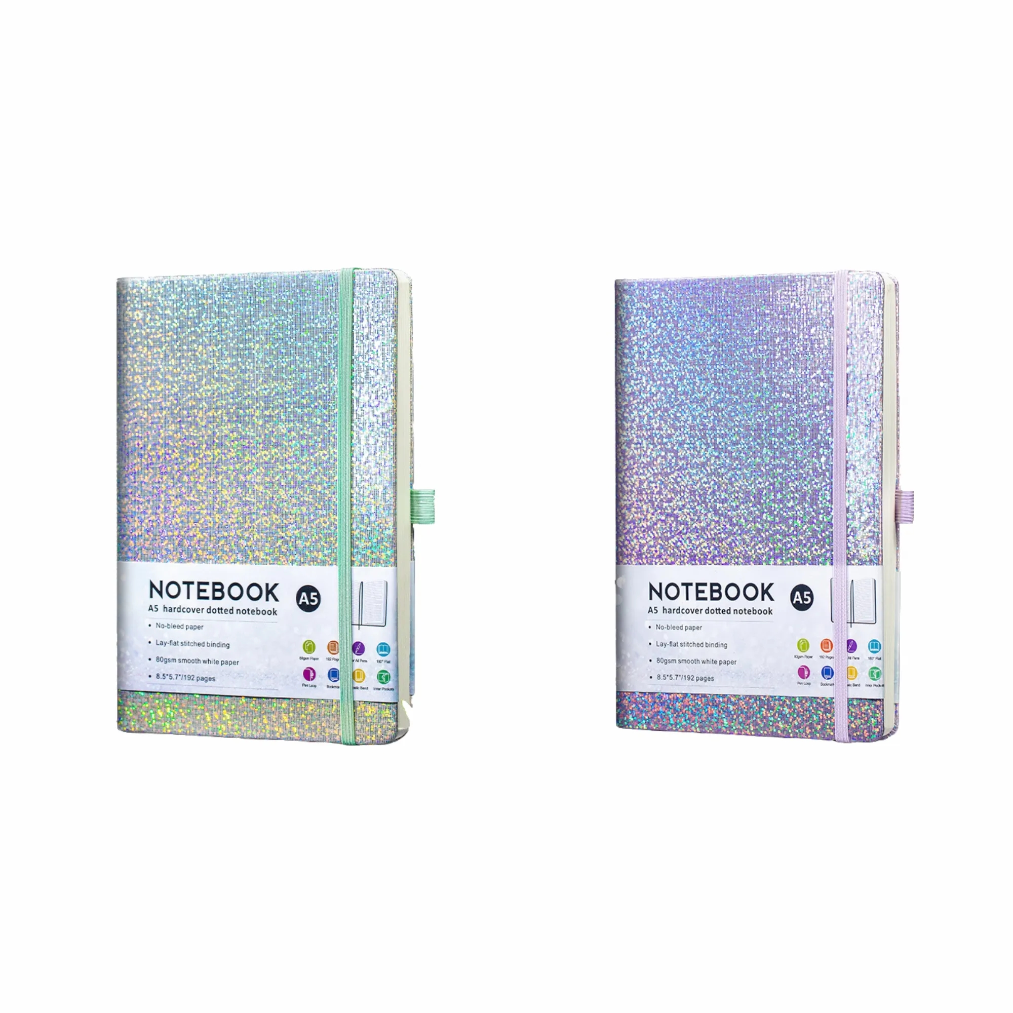 A5 Glitter Notebook, PU Leather, Pen Slot, Elastic Band, Cus 1