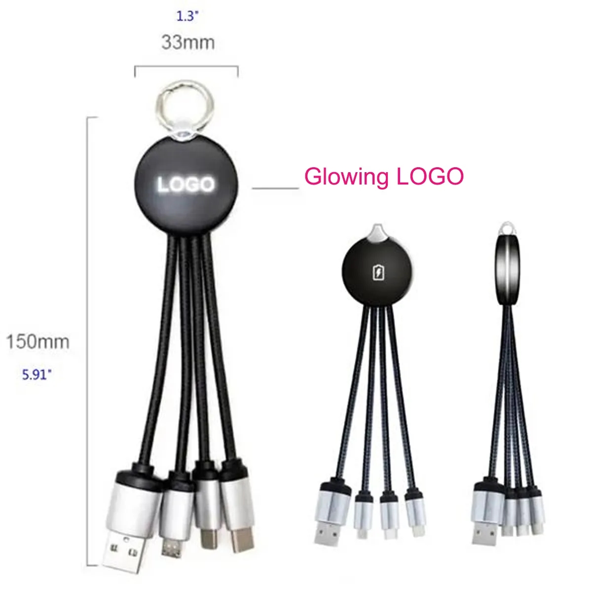 Glowing Logo 4 In 1 USB Charge Cable 2