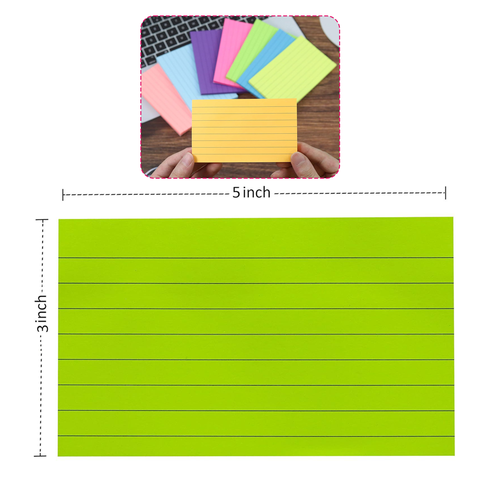 Sticky Ruled Index Cards for Studying 3