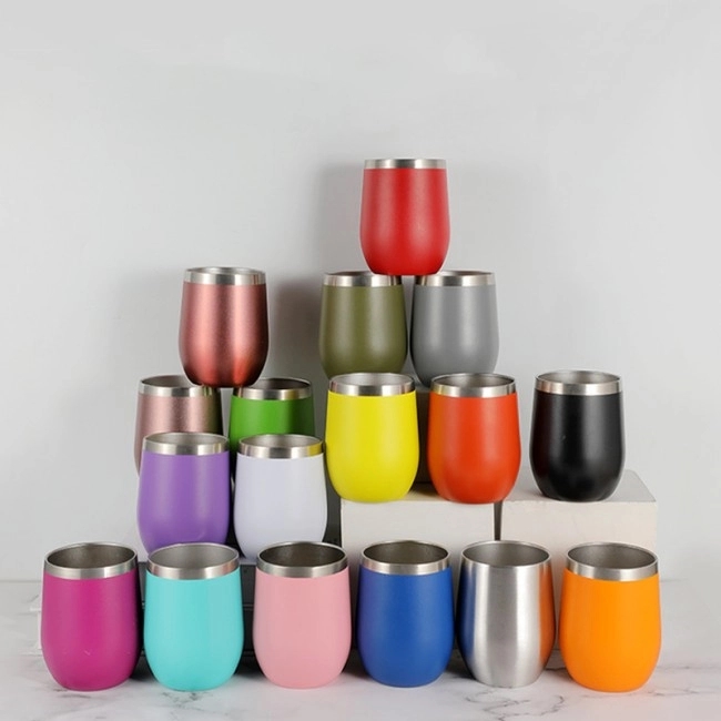 Powder Coated Stainless Steel 12 oz Wine Glass Tumbler 5