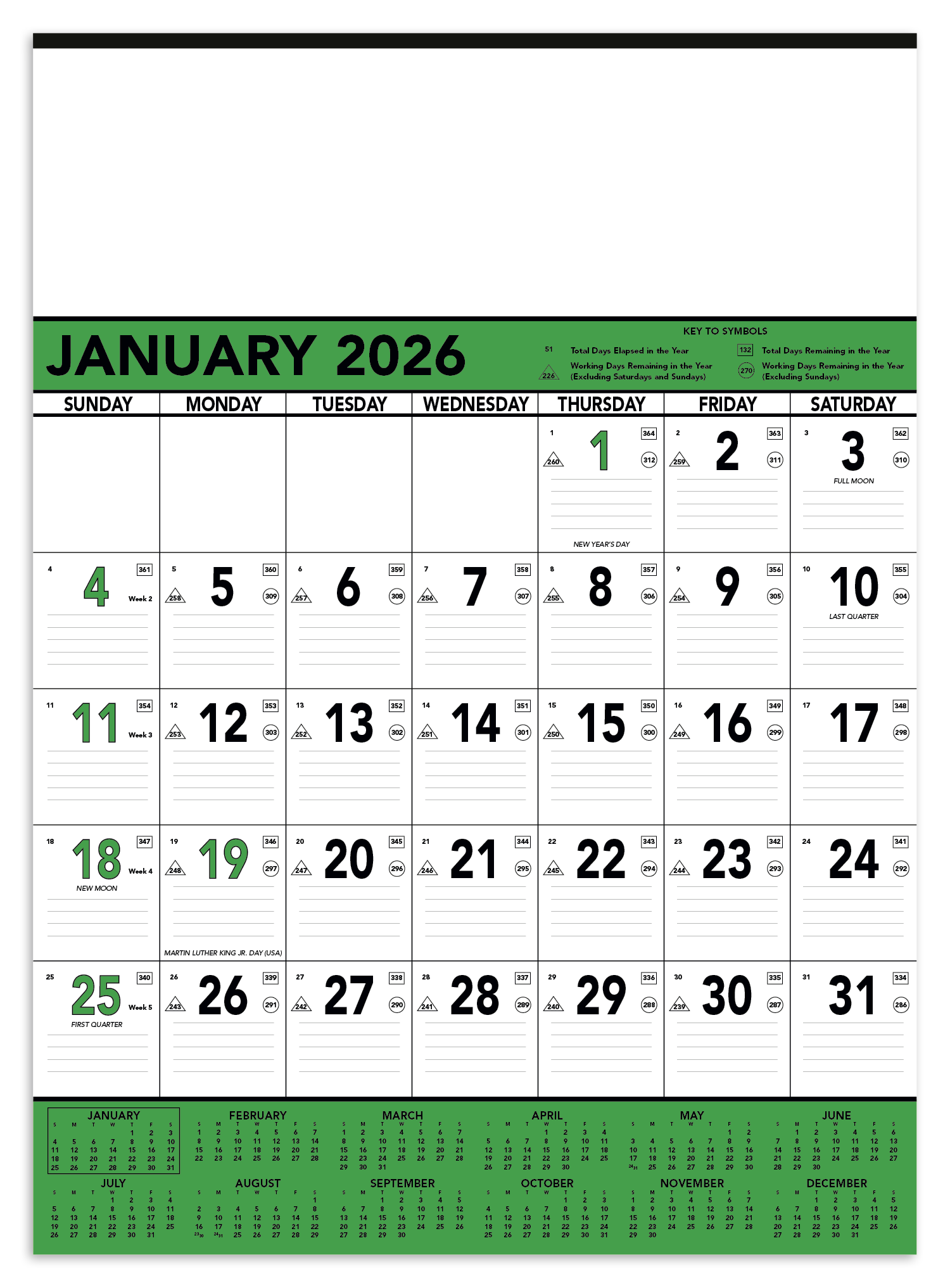 Triumph® Calendars Green & Black Contractor Memo Calendar