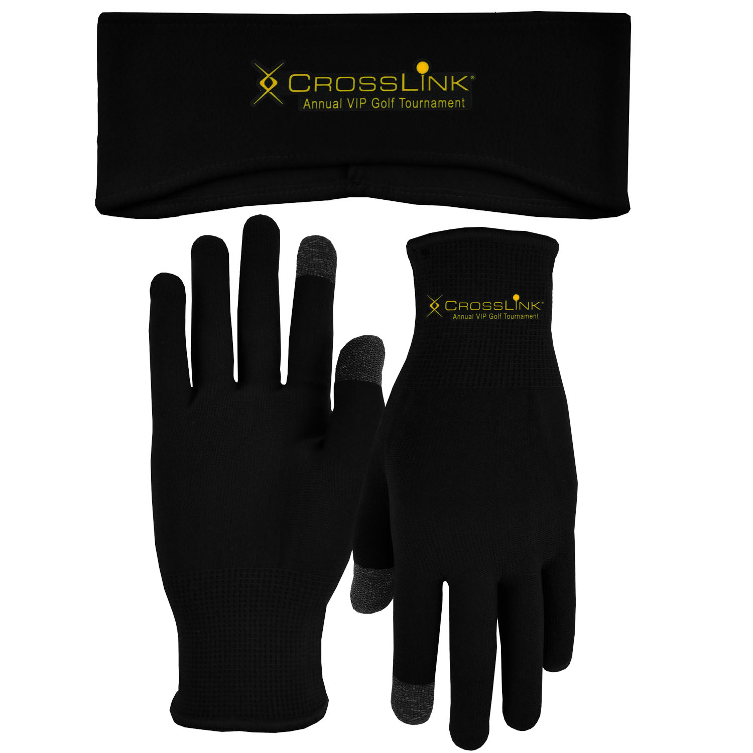 Lightweight Fleece Earband and Performance Runners Text Gloves Combo