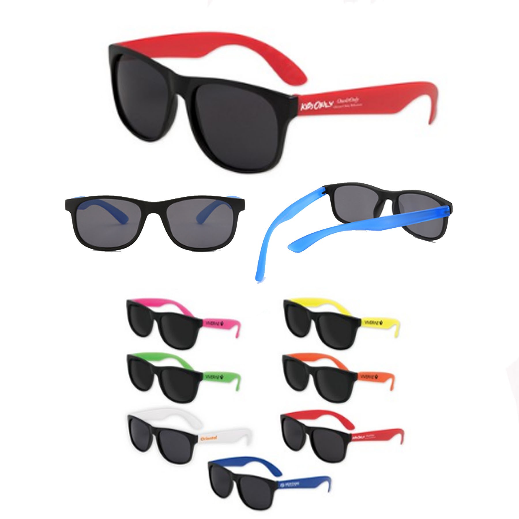 Black Frame Sunglasses w/Neon Temples 1