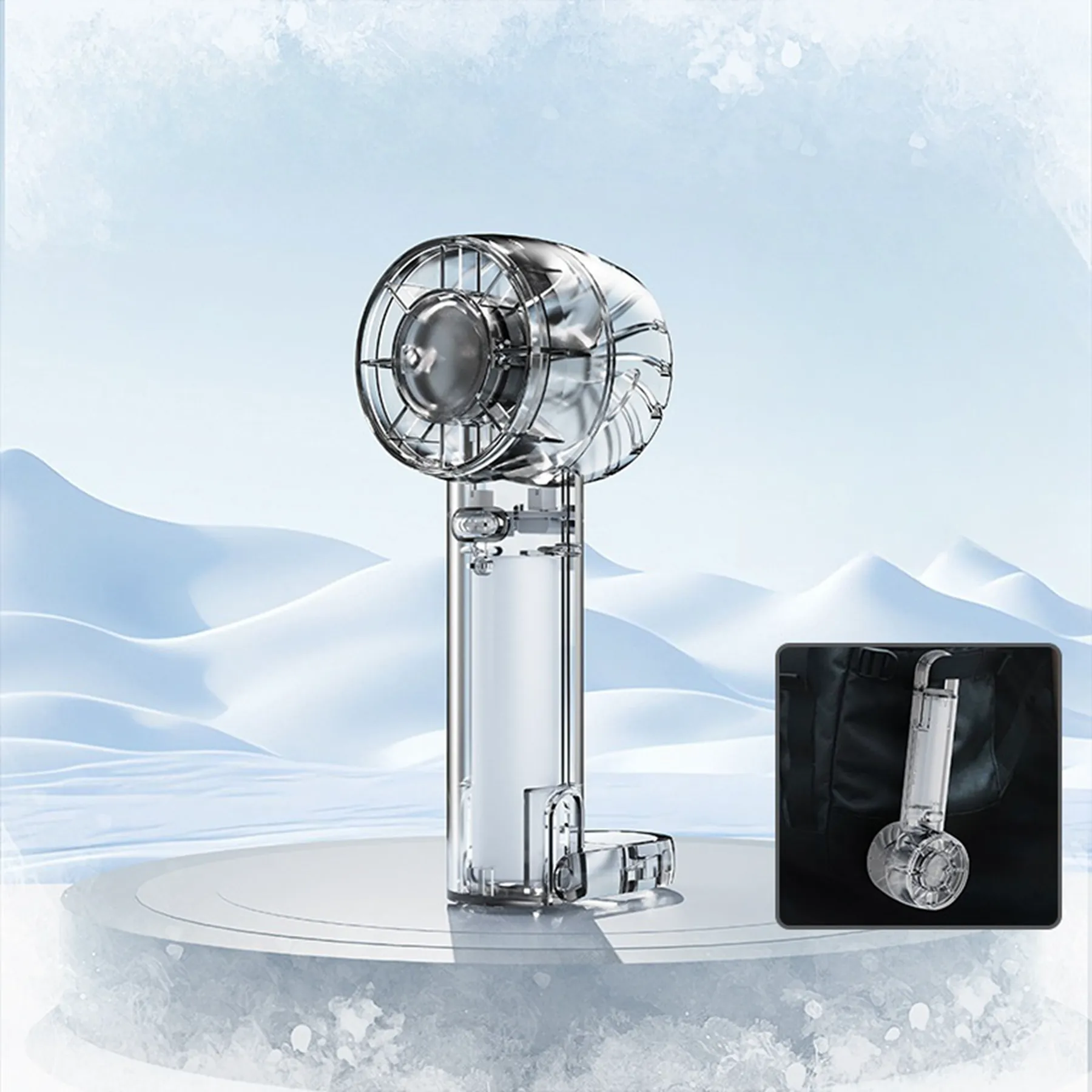 W21 Transparent 2000 mAh Desk Handheld Fan 2