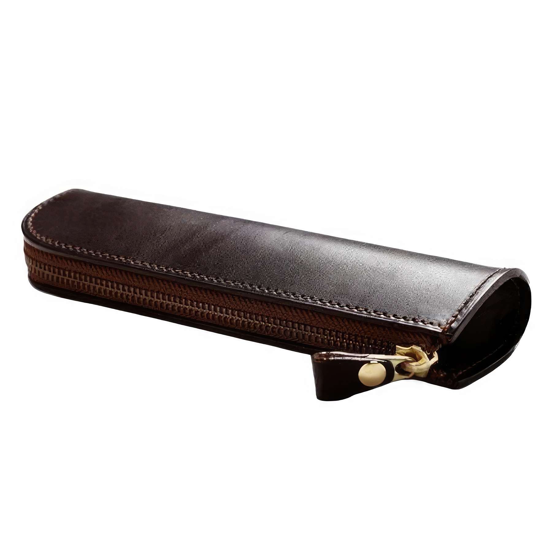 Genuine Leather Zippered School Pen Holder Pencil Case 2