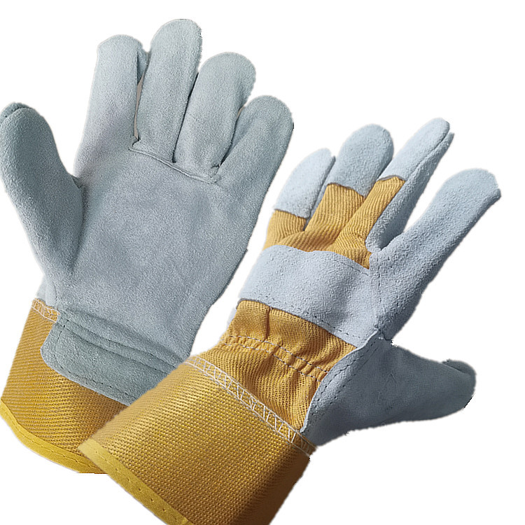 Yellow Suede Cowhide Leather Palm Gloves 1