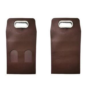 Stylish Dual Bottles PU Leather Wine Bag With Window, custom tote bag with logo imprint 2