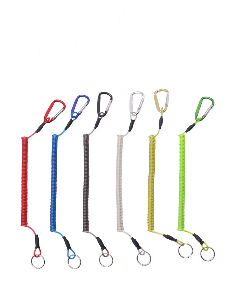 Retractable Safety Coiled Lanyard with Aluminium Alloy Carabiner Clip 6