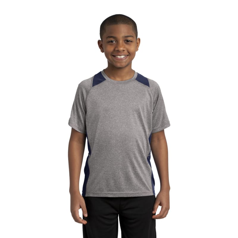 Sport-Tek Youth Heather Colorblock Contender Tee. 29