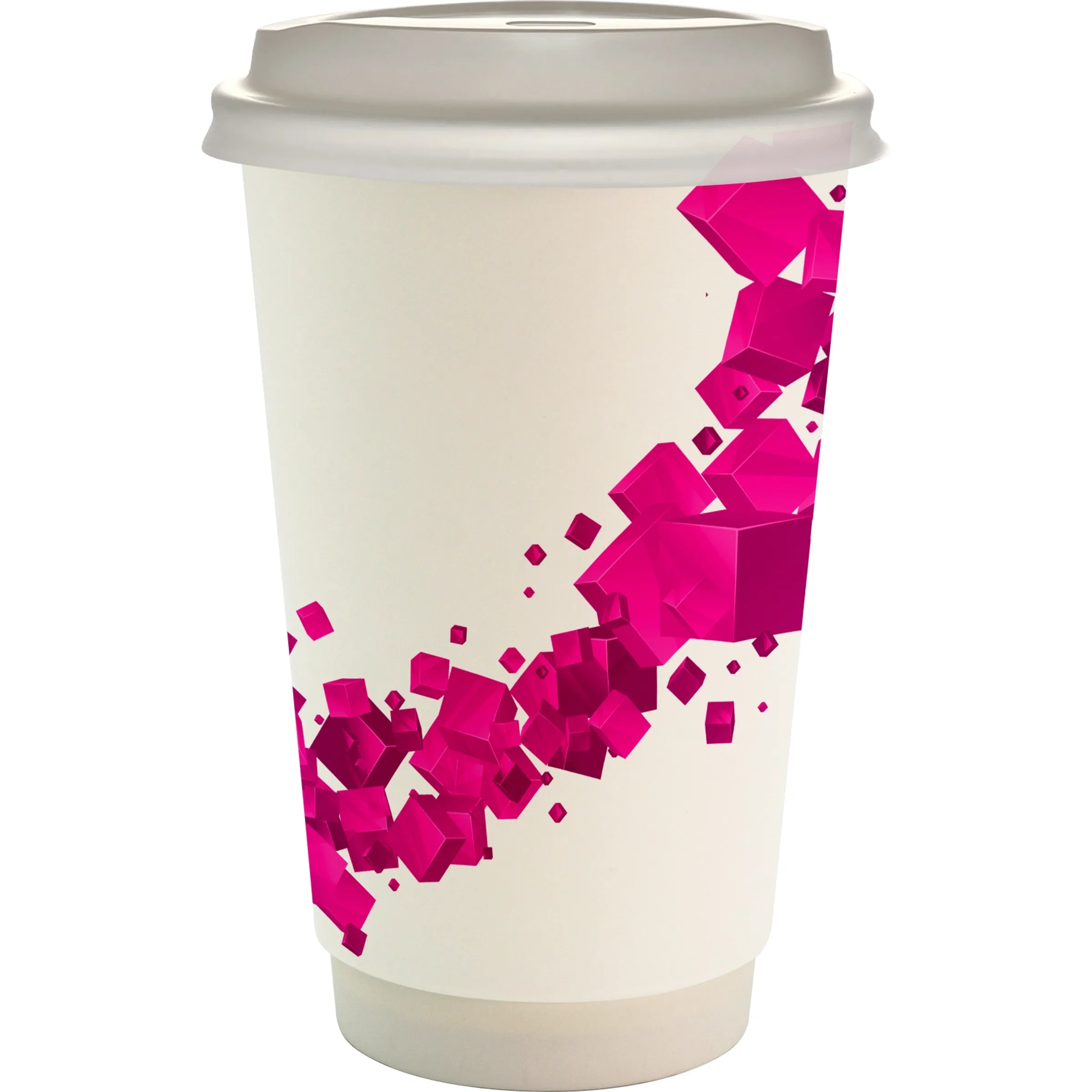 16 oz. Full Color Floating Cube Paper Cup With Lid 6