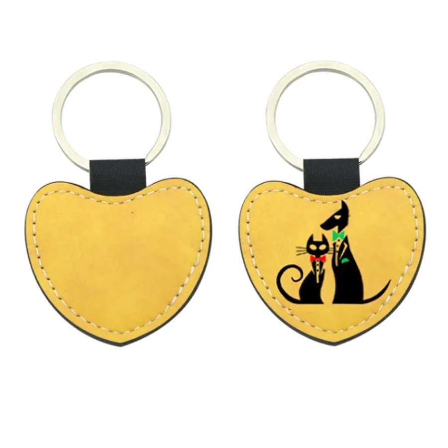 Full-Color Heart Leather Keychain 4