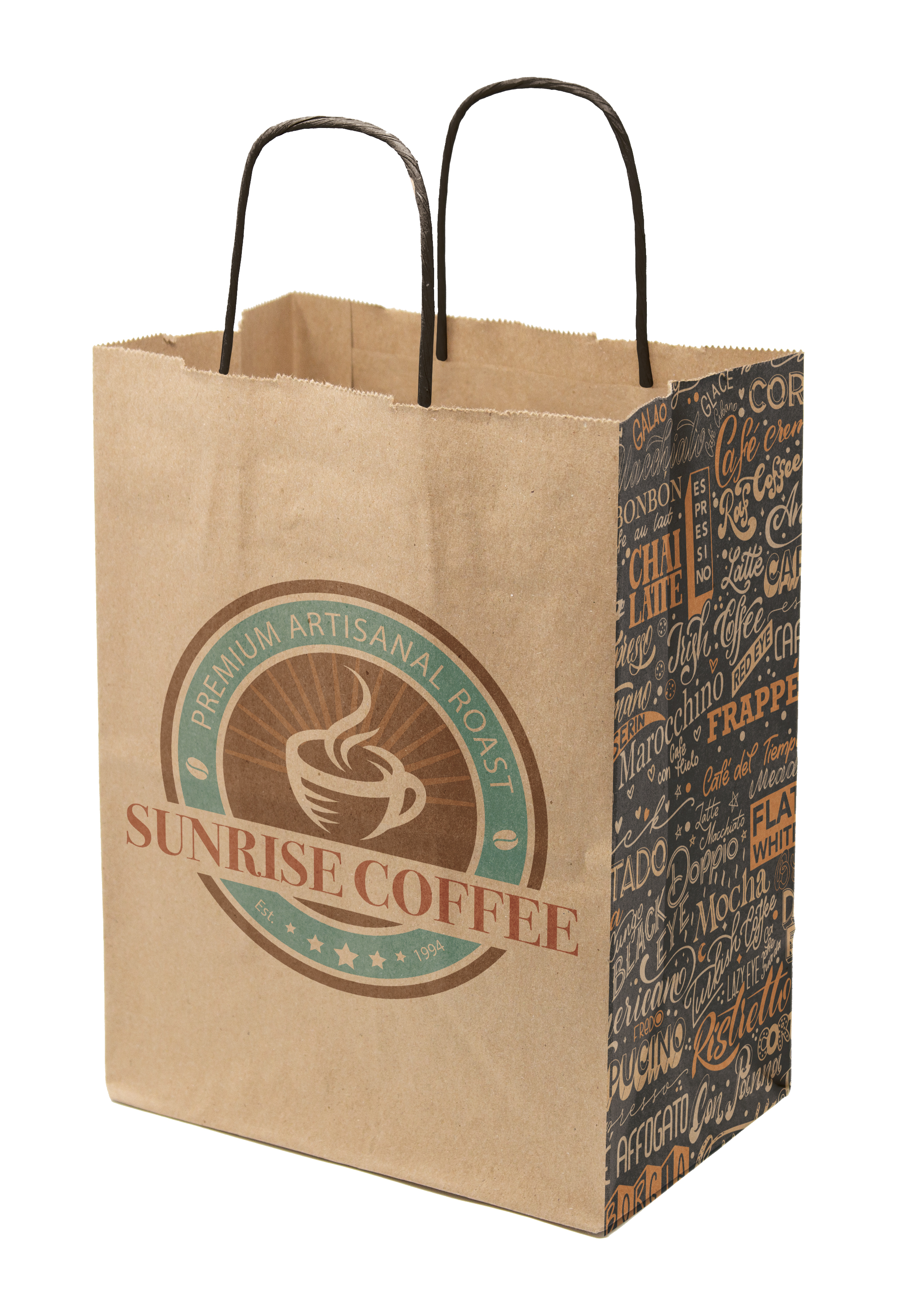 Multi-Sided Full Color Natural Shopper Paper Bag - Black Handle (8.25 x 10.25 x 5) 2