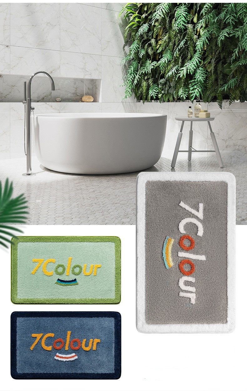 Colorful cartoon flocking bathroom mat 4
