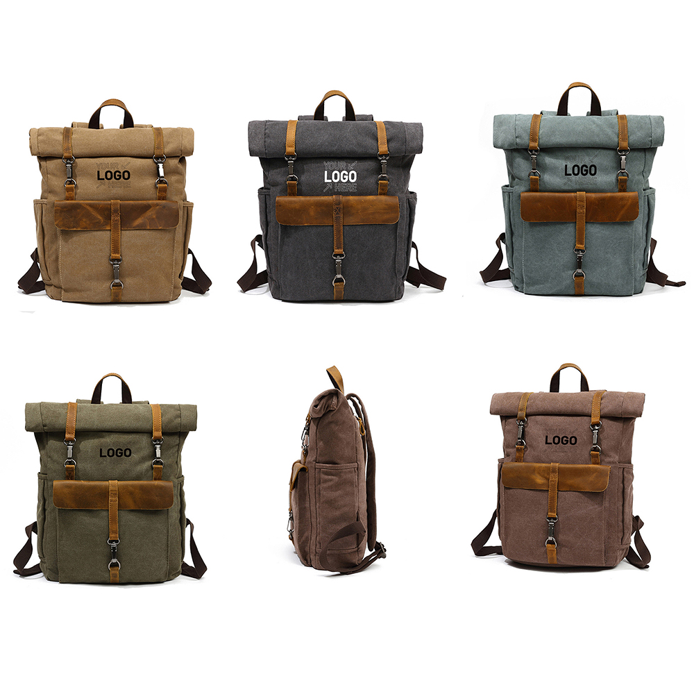 Vintage Travel Canvas Leather Backpack