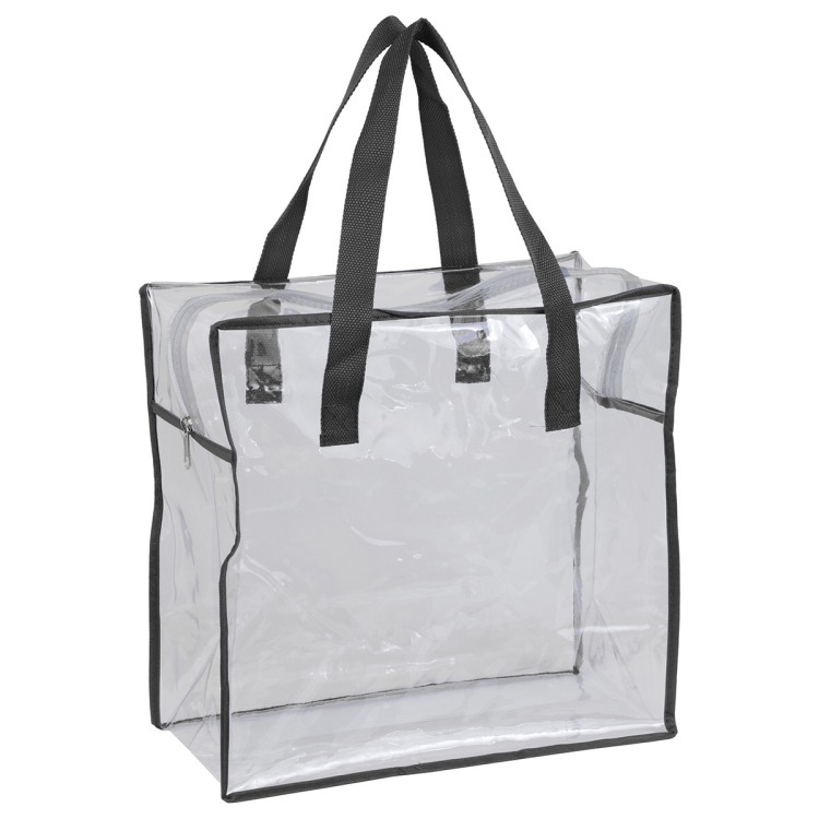 12"W x 12"H x 6"Gusset – "ARETE" Clear Vinyl Stadium Compliant Tote Bag with Zipper 16