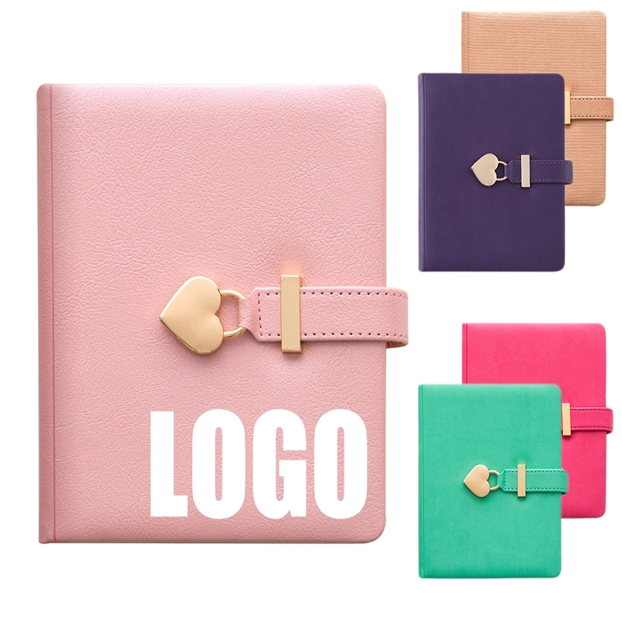PU Leather B6 Heart Lock Diary Journal Gift Notebook 1