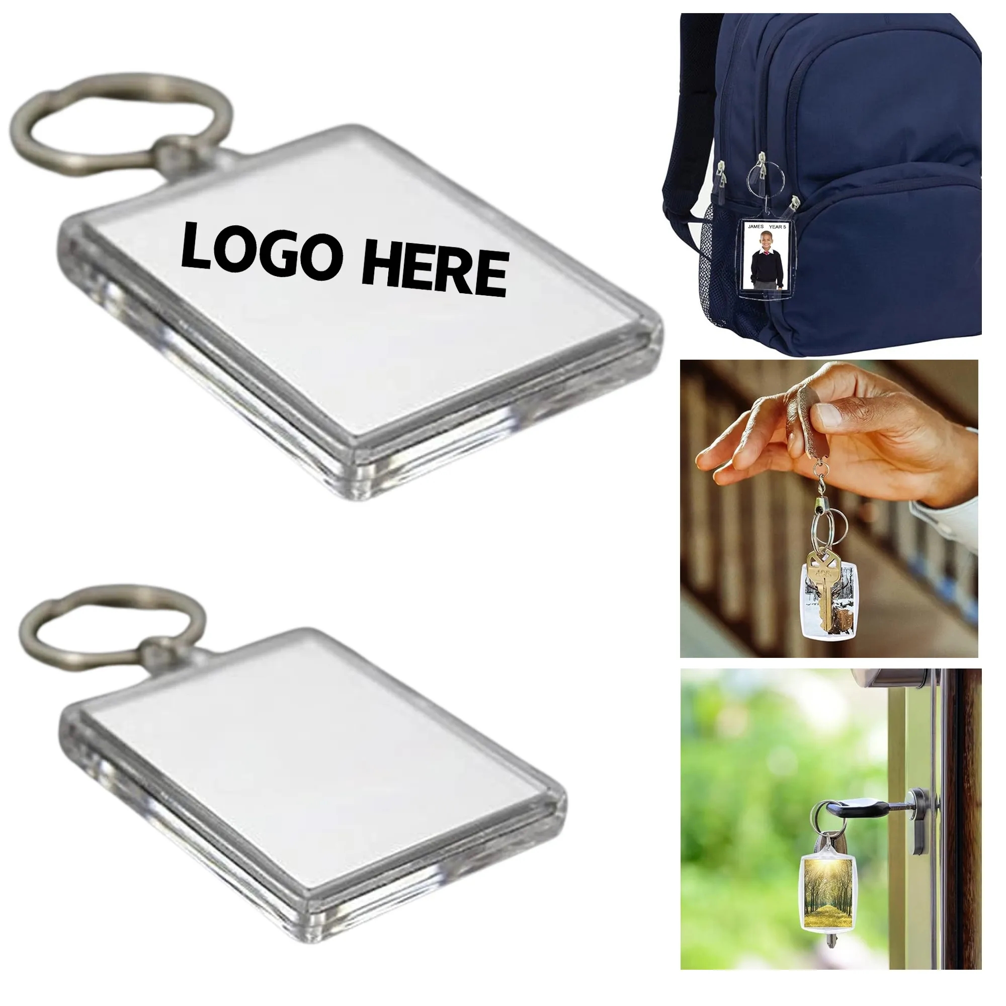 Clear Acrylic Photo Frame Keychain 1
