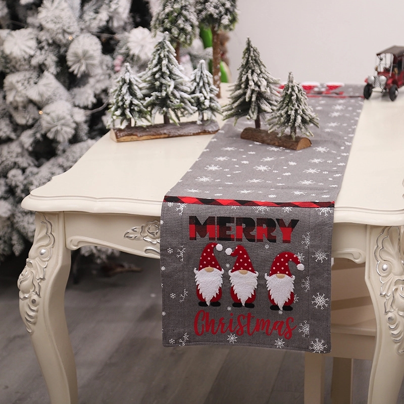 Christmas Embroidered Faceless Elderly Table Runner 2