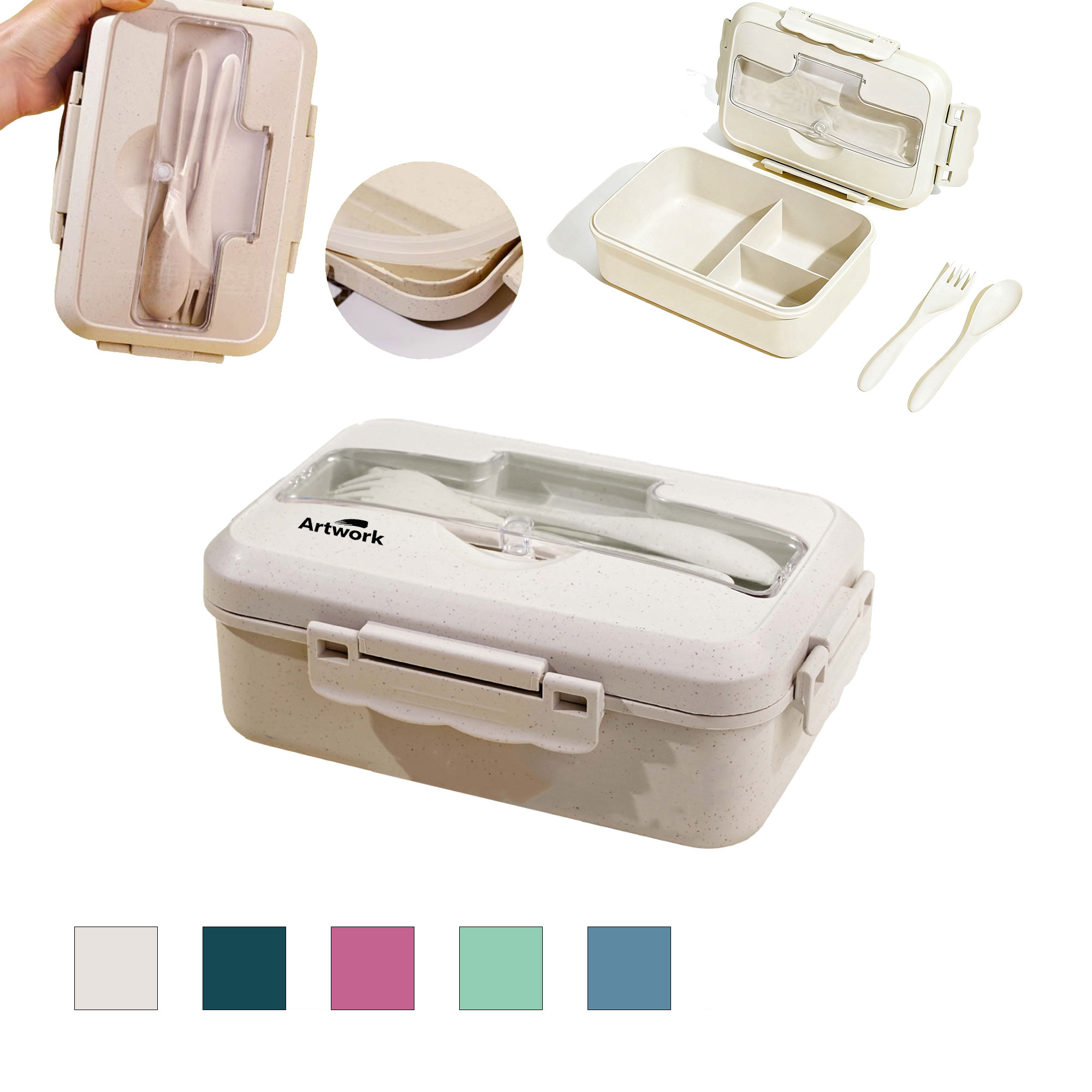 Three Compartment Cutlery Lunch Box 6