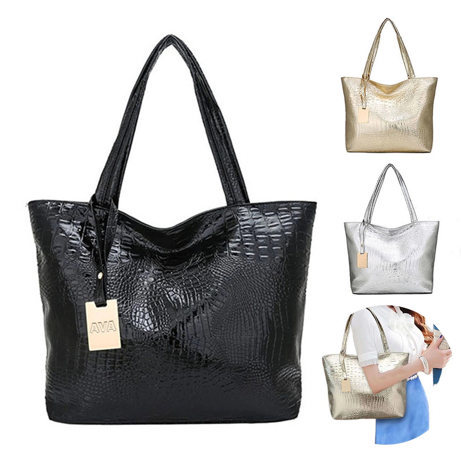 Pu Leather Tote Bag, custom tote bag with logo imprint 2