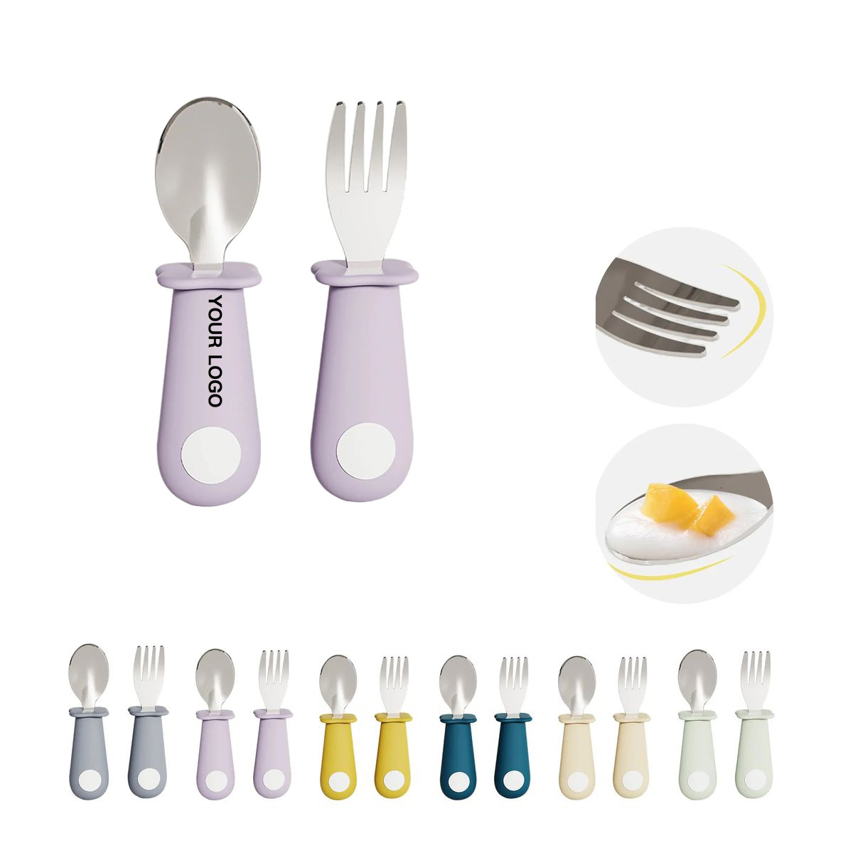 Infant Feeding Spoon and Fork with Grip 2