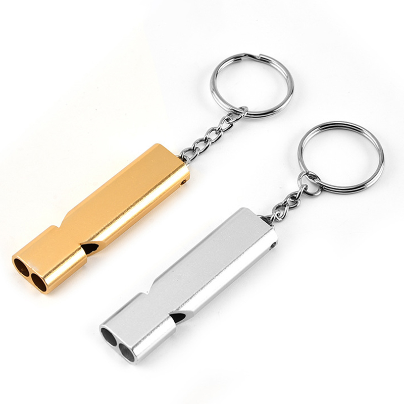 Double Tube Emergency/Survival Aluminum Whistle with Key Ring 1