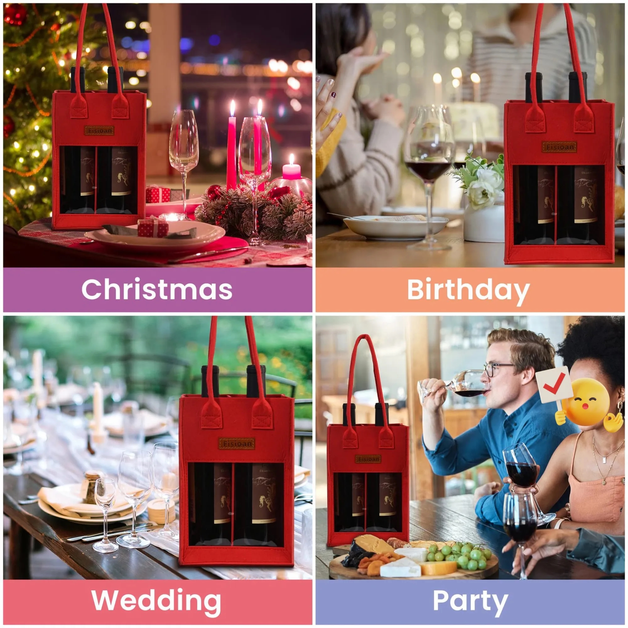 Anti-Collision Eco-Friendly Portable Divider Felt Wine Tote 6