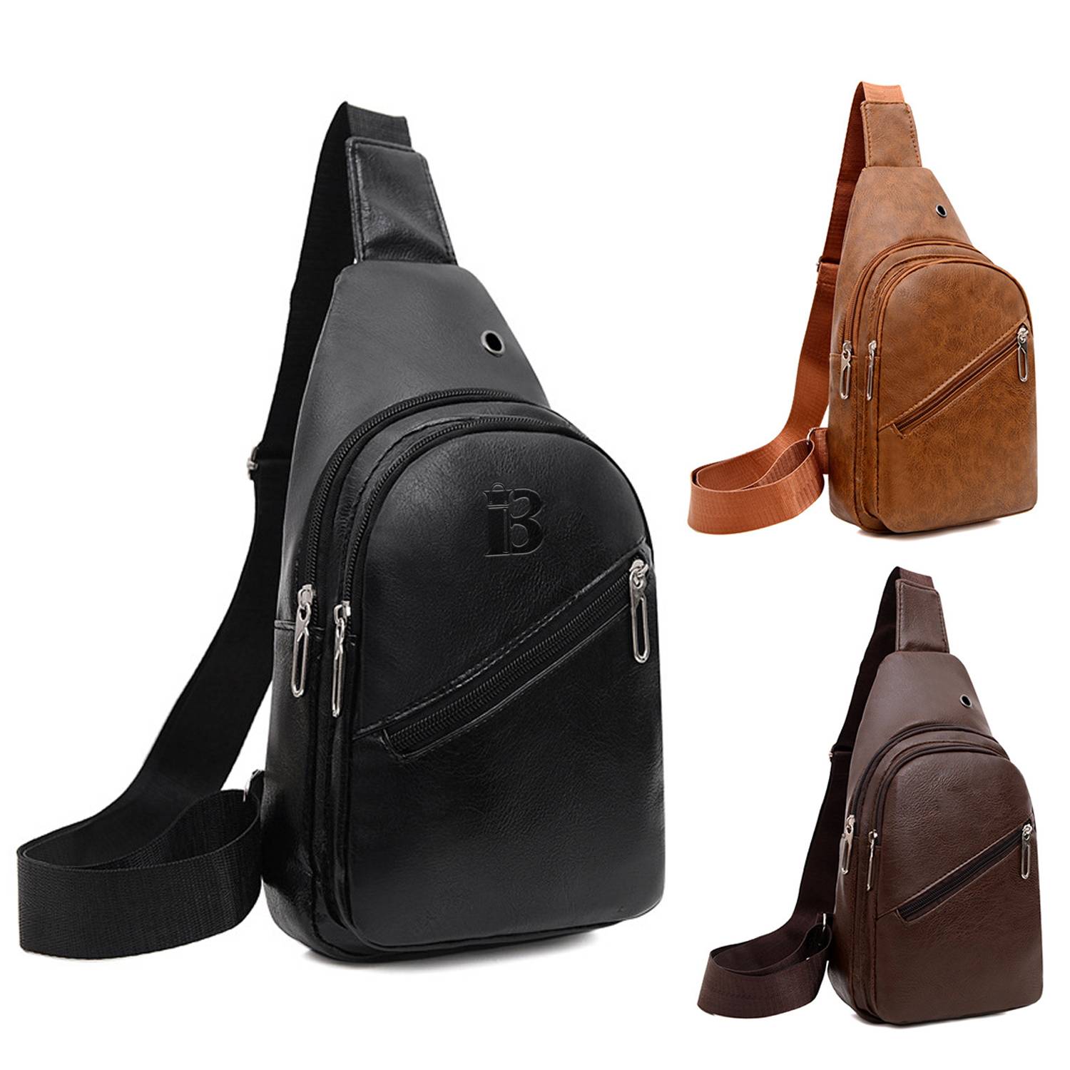 Large Capacity Mens PU Leather Crossbody Bag 5
