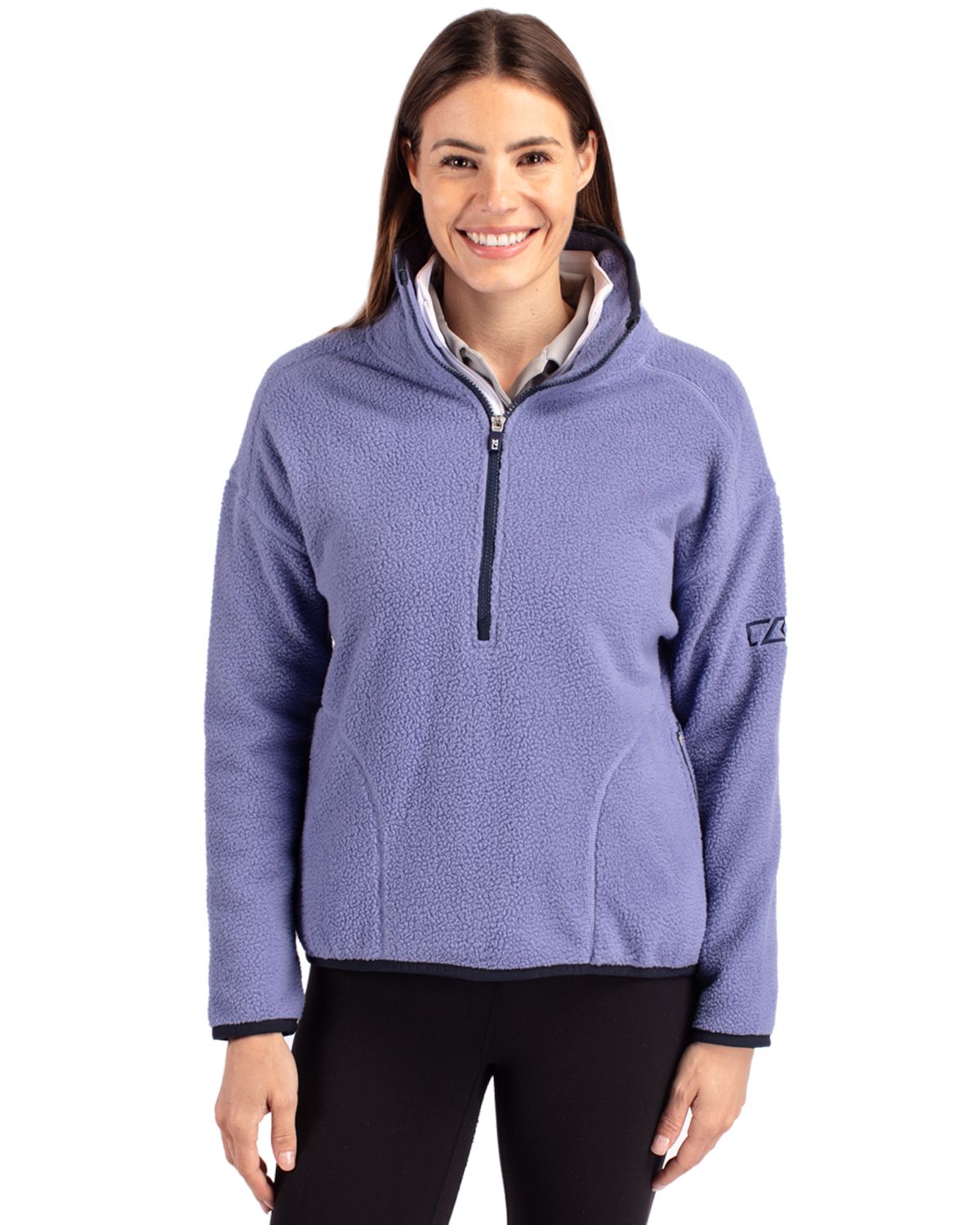 Cutter & Buck Cascade Epic Comfort Recycled Sherpa Fleece Womens Pullover Jacket 58
