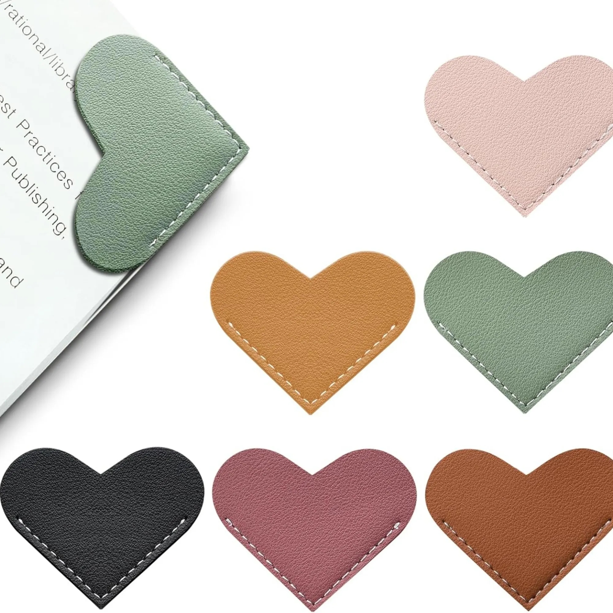 Leather Heart Bookmarks Corner Page Book Clip 4