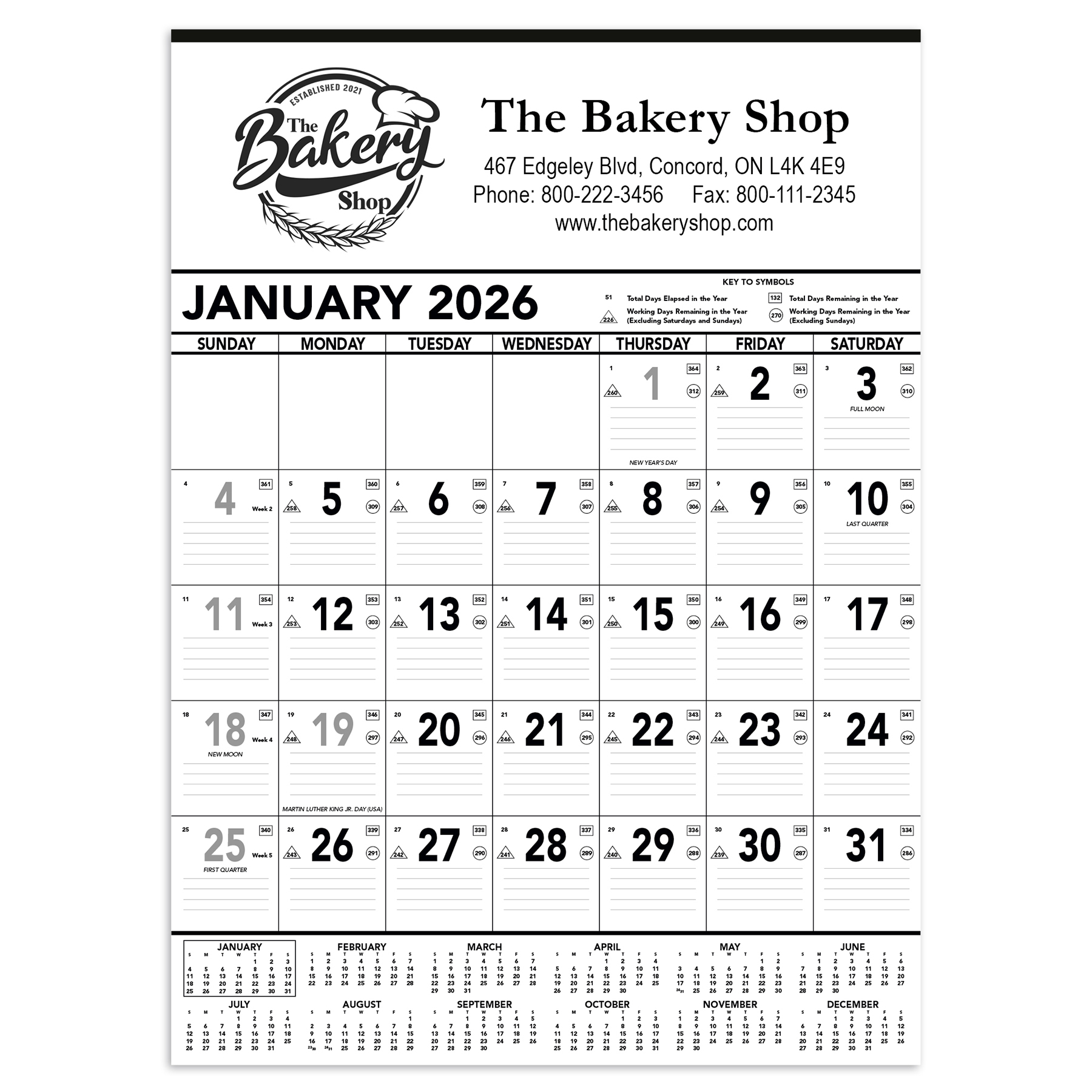 Commercial Contractor Calendar: Black & White 2027 1
