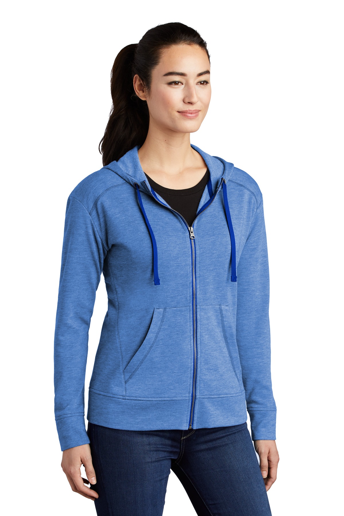 Sport-Tek Women's PosiCharge Tri-Blend Wicking Fleece Full-Zip Hooded Jacket LST293 19