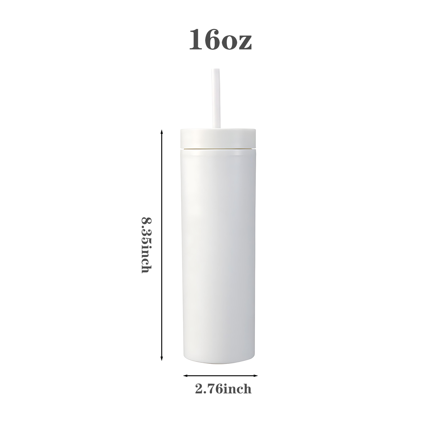 16oz Double-layer Plastic Sports Thermos Cup w/ Straw 6