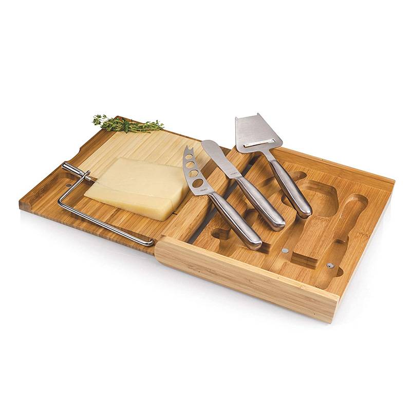 Stainless steel cheese knife set with wood case 2